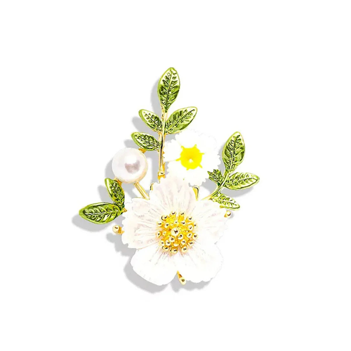 Femlion Elegant Daisy Sunflower Enamel Brooches Floral Bouquet Wedding Jewelry