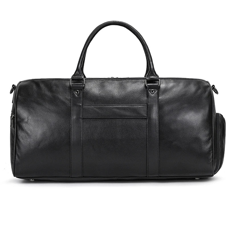 Femlion Leather Duffle Bag with Shoe Pocket for Men and Women