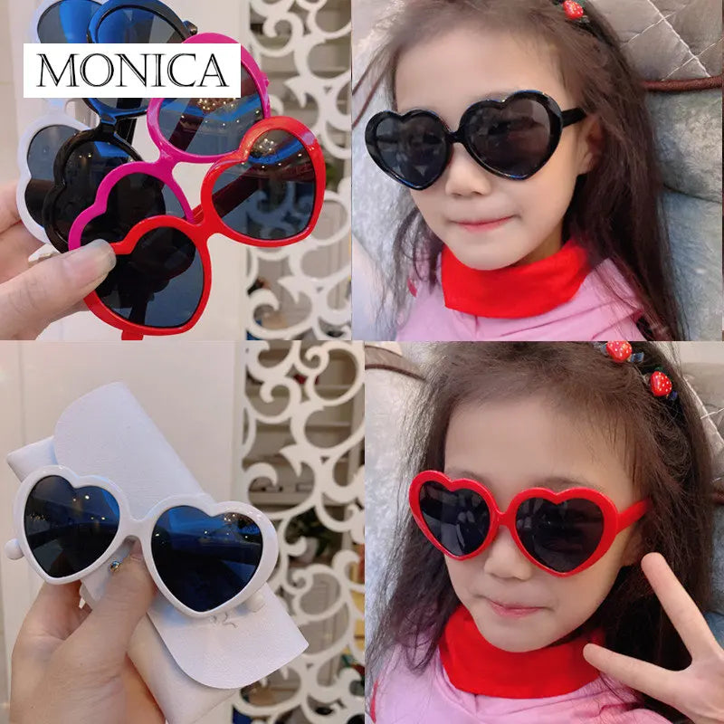 Femlion Coated Heart Kids Sunglasses UV400 Sun Protection Outdoor Sunglasses