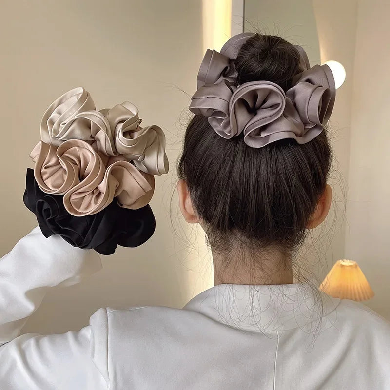 Femlion Ruffle Scrunchie Hair Bands Women Girls Elastic Ribbon Hair Ties Headwear