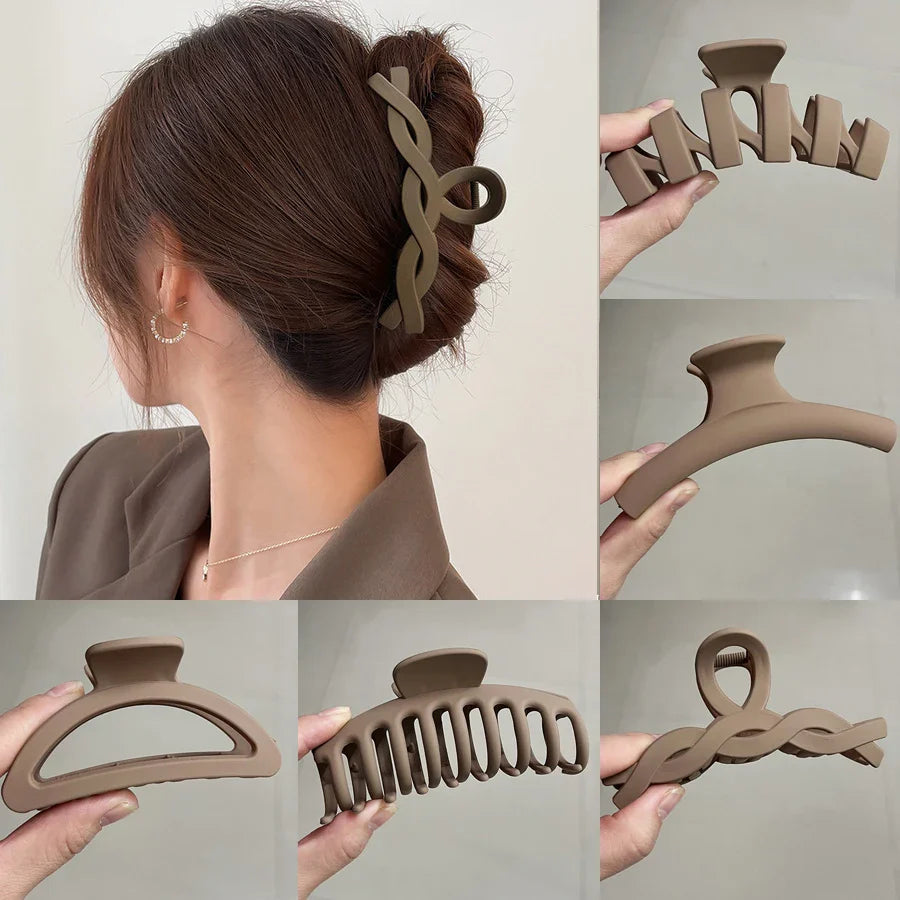 Femlion Geometric Coffee Beige Acrylic Hair Claw Clips for Women