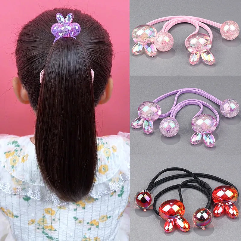 Femlion Sequins Rabbit Hair Band Set for Girls, Kawaii Princess Elastic Hair Accessories