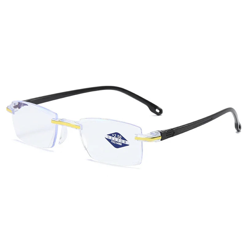 Femlion Retro Bifocal Reading Glasses Anti-blue Light Men Women Rimless Eyewear