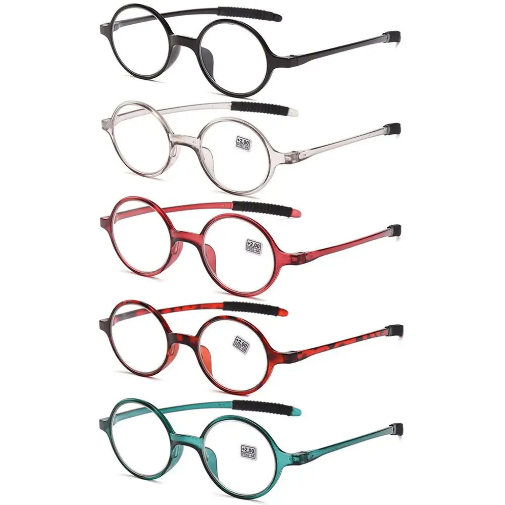 Femlion Spring Hinge Round Frame Reading Glasses for Parents, Stylish & Portable Magnification