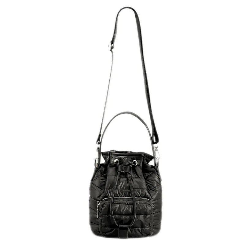 Femlion Quilted Nylon Bucket Bag Winter Tote Luxury Shoulder Handbag