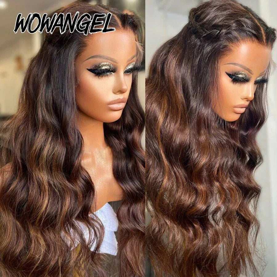 Femlion 13x6 HD Lace Frontal Wig 1B30 Highlight Body Wave Human Hair Wigs