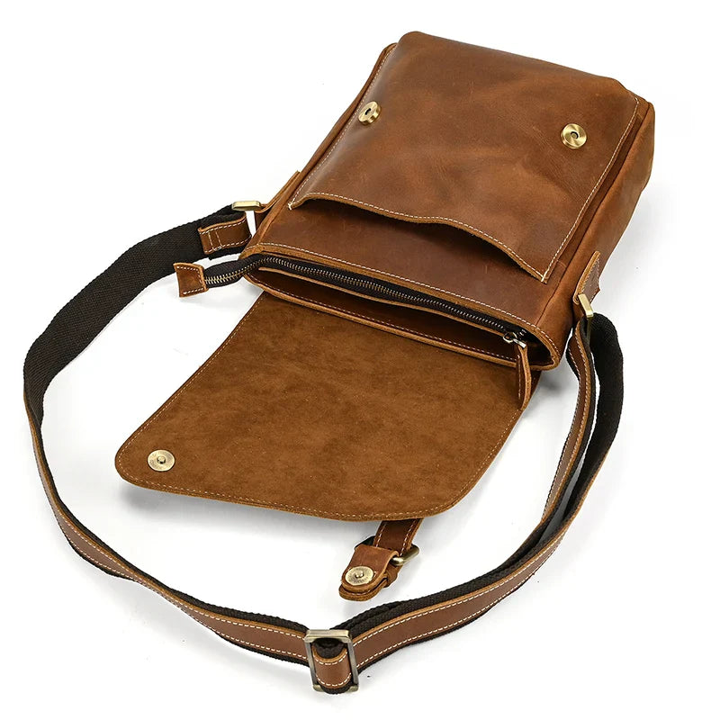 Femlion Men's Luxury Leather Shoulder Crossbody Bag