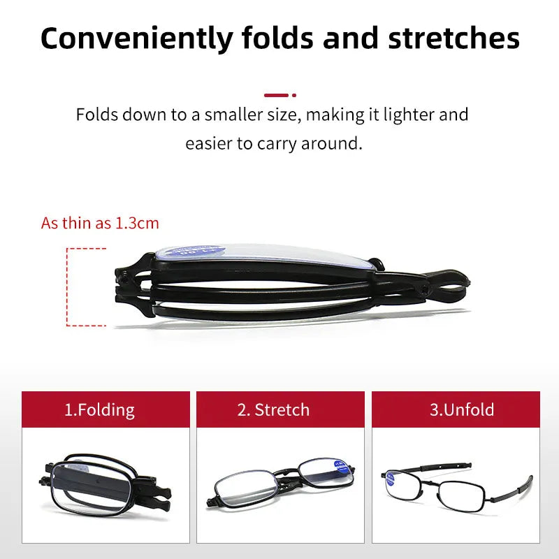 Femlion Anti Blue Light Folding Reading Glasses with Key Chain Case