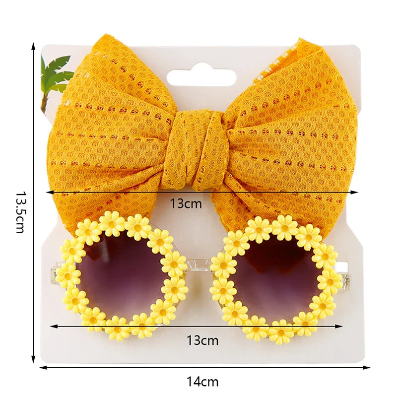 Femlion Princess Style Girls Sunglasses Headband Set - Sunflower Eyewear for Kids