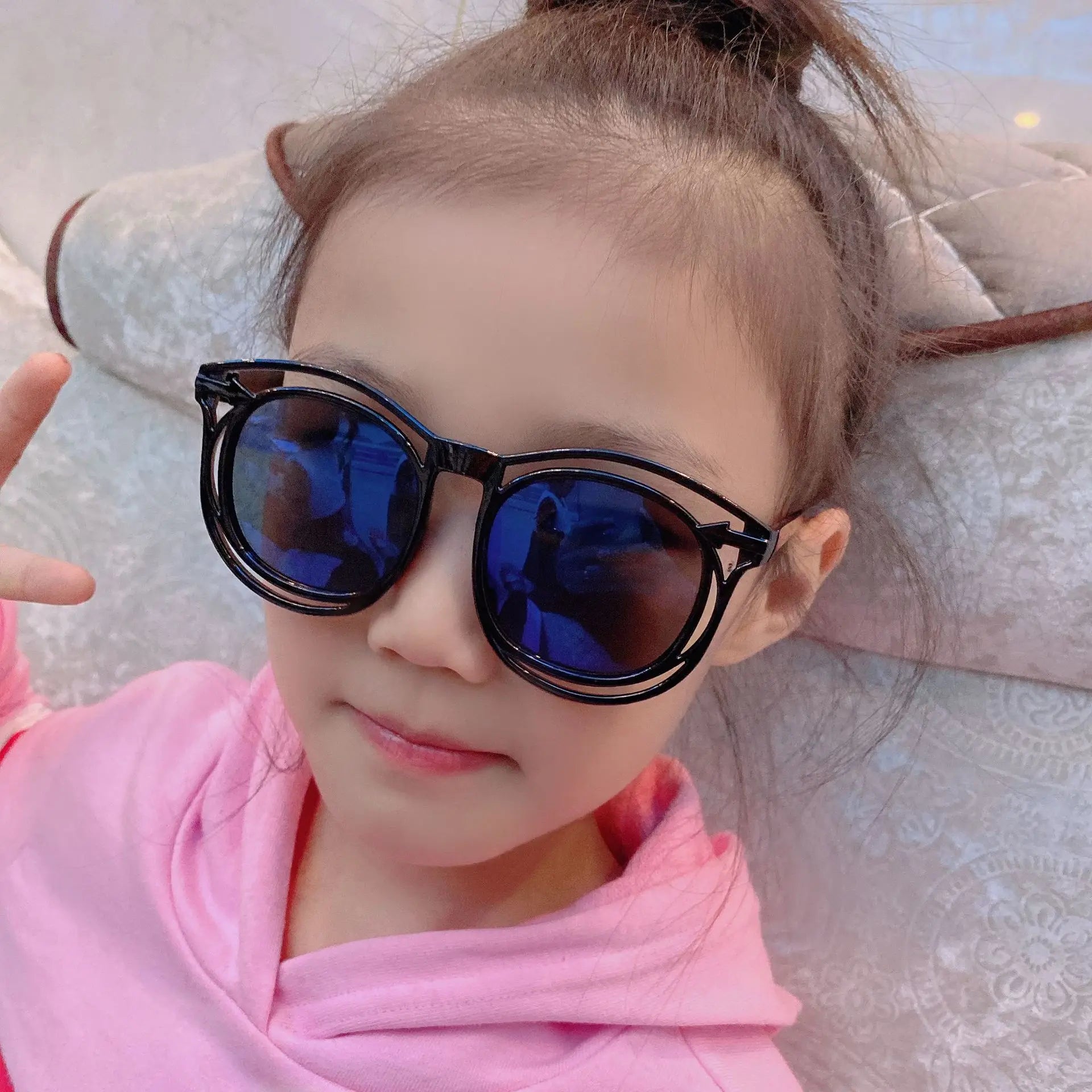 Femlion Kids Retro Sunglasses Cute Colors Outdoor Sun Protection