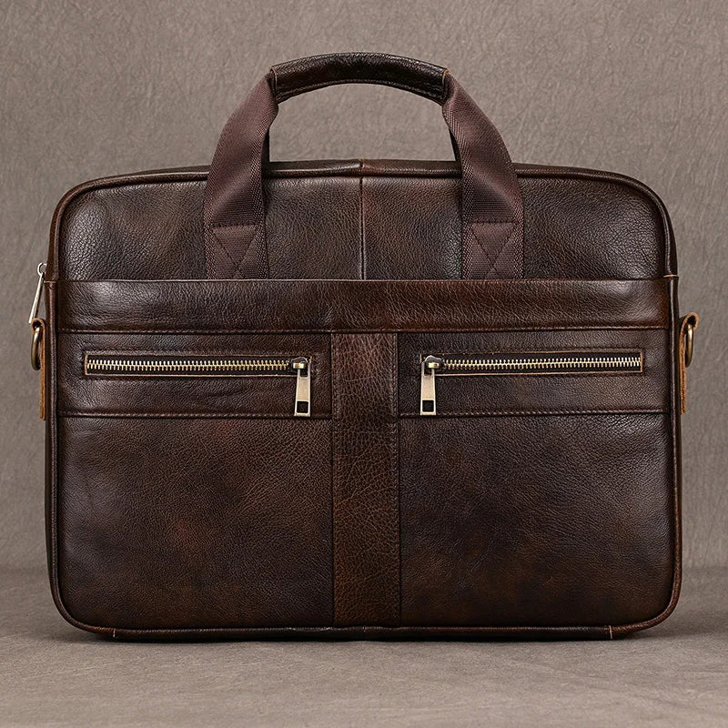 Femlion Vintage Style Leather Men's Laptop Briefcase Bag - 15.6" Business Messenger Bag