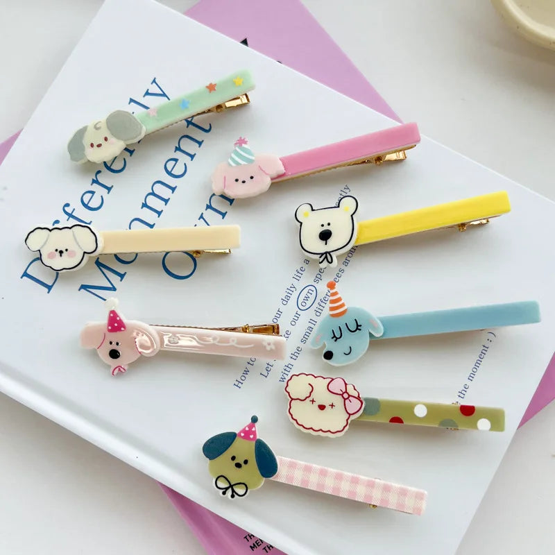 Femlion Cartoon Dog Hair Clips Set for Girls - Sweet & Funny Kids Barrettes