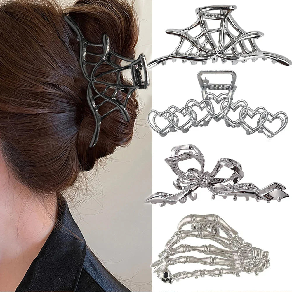 Femlion Spider Web Hair Crab Clips - Halloween Alloy Hair Claw Clips