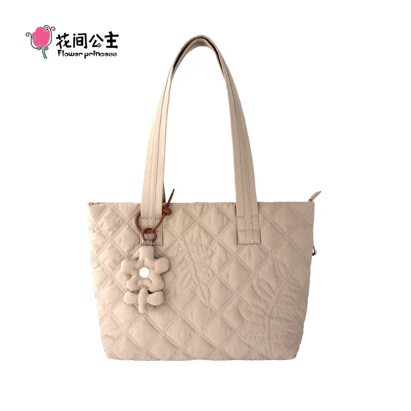 Femlion Quilted Shoulder Tote Handbag 2024 Trend Fashion Designer Large Women's Bag