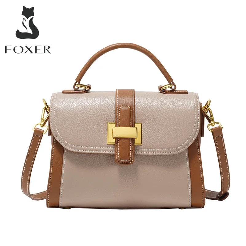 Femlion Small Leather Messenger Bag Crossbody Handbag for Women