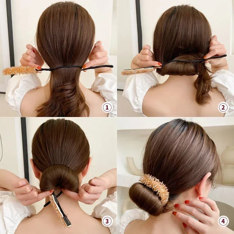 Femlion Elegant Crystal Pearl Hair Clips for Women and Girls - Korean Fashion Updo Barrettes