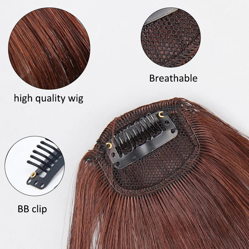 Femlion Synthetic Air Bangs Hair Piece Clip Extension in Black Brown Blonde for Girls