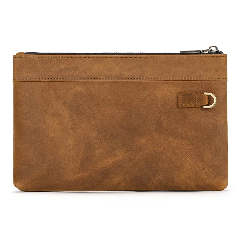 Femlion Vintage Leather RFID Handbag for Men, Business File Clutch Bag