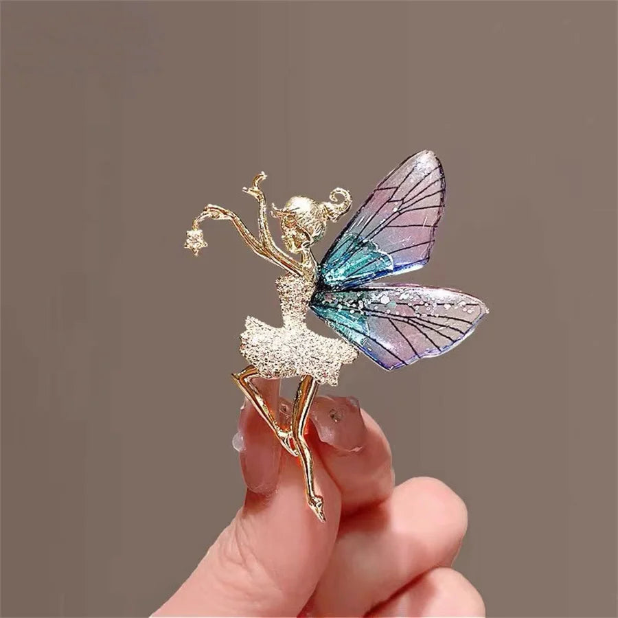 Femlion Crystal Ballet Girls Brooches: Angel Fairy & Gymnastics Enamel Pins