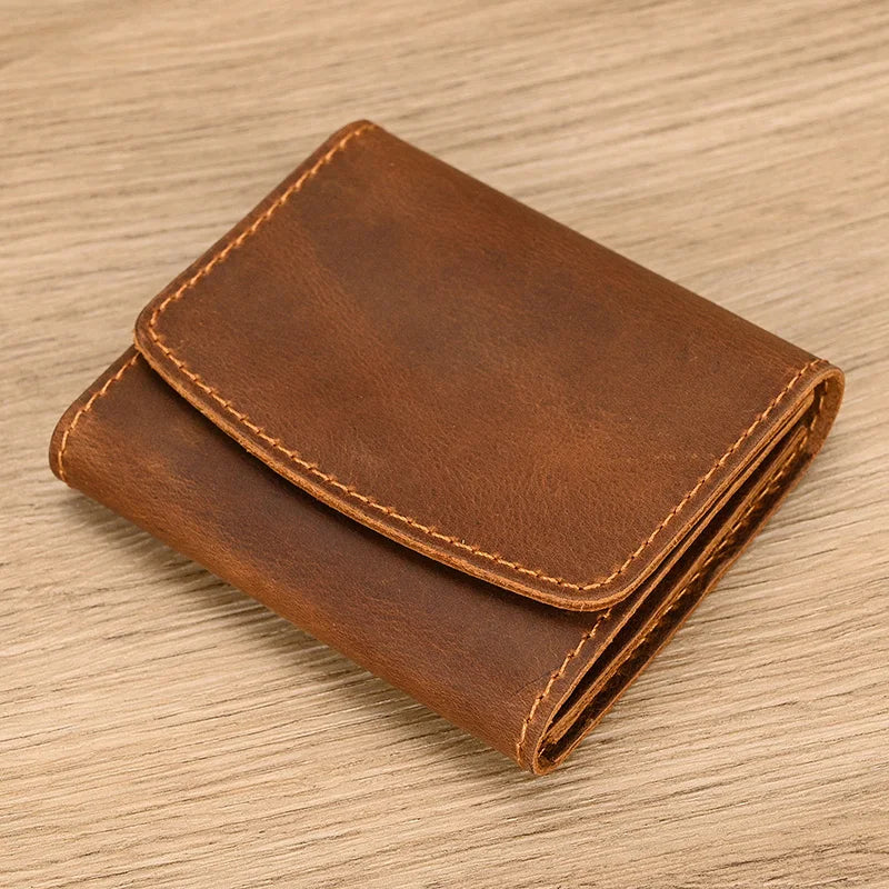 Femlion Genuine Leather Coin Purse Wallet for Men and Women