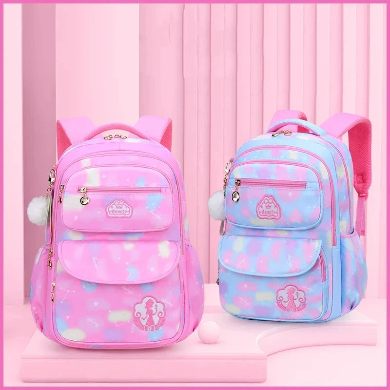 Femlion Pink Girl Children Backpack School Bag, Kawaii Cute Waterproof Primary Class Kit.