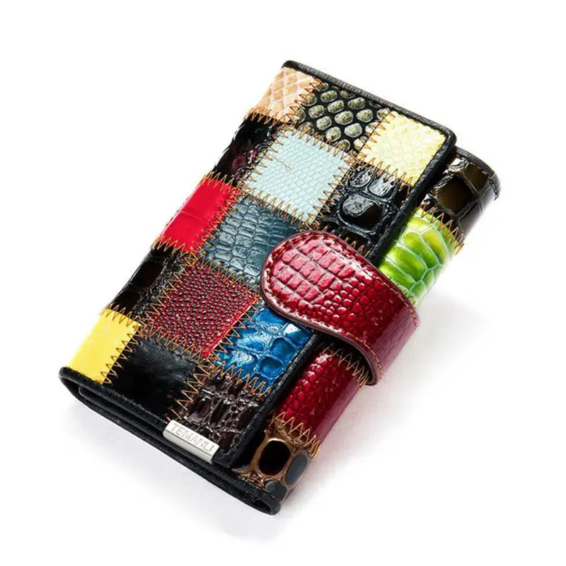 Femlion Leather Patchwork Women's Purse Wallet for Phone and Cards