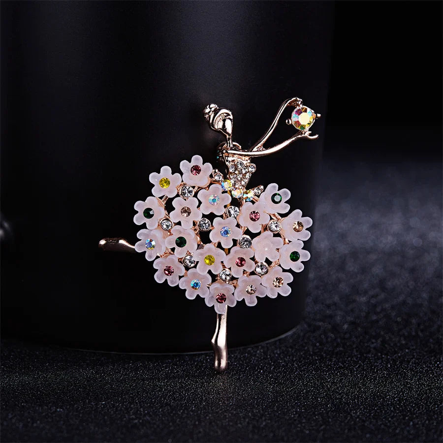 Femlion Sparkling Rhinestone Ballet Girl Brooches - Purple Wings Dancer Angel Lapel Pins