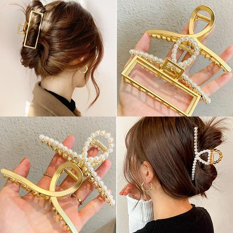 Femlion Gold Butterfly Hair Claw: Elegant Geometric Hair Clip for Women & Girls