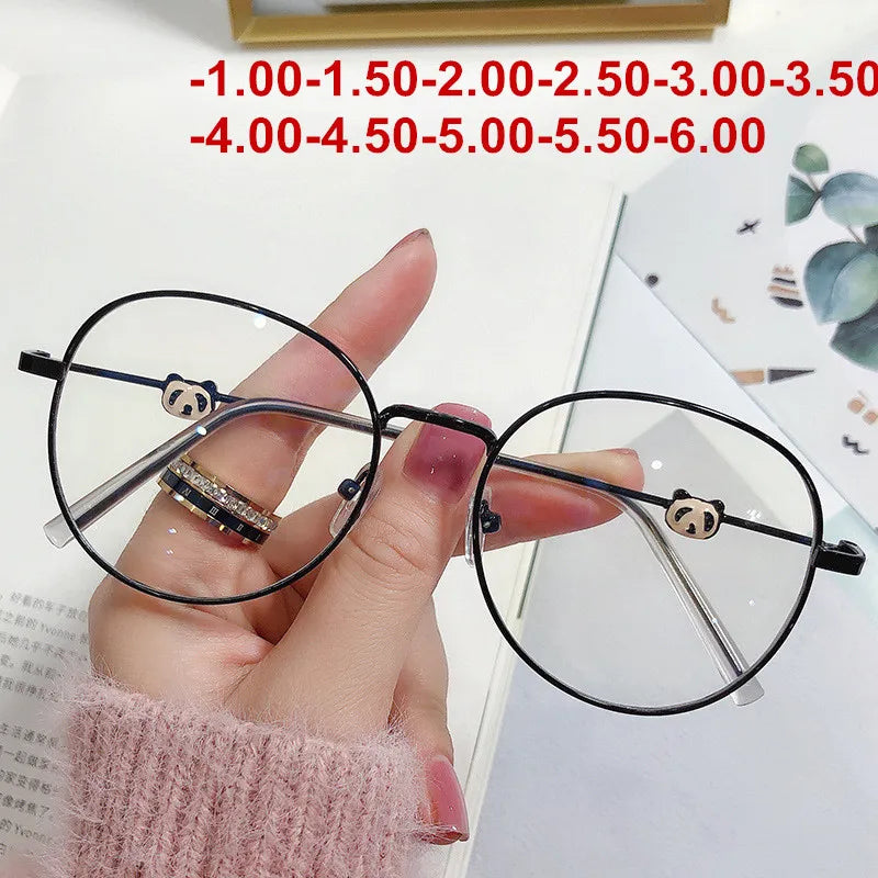 Femlion Anti-Blue Light Myopia Glasses Metal Frame Optical Nearsighted Eyeglasses Women