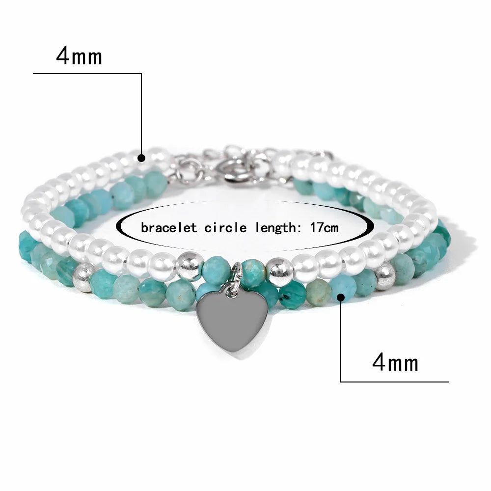 Elegant Heart Pendant Stone Beads Bracelets by Femlion