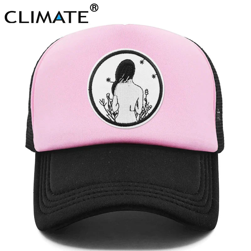 Femlion Youth Pink Black Trucker Cap Hip Hop Hat Mesh Cap for Girls