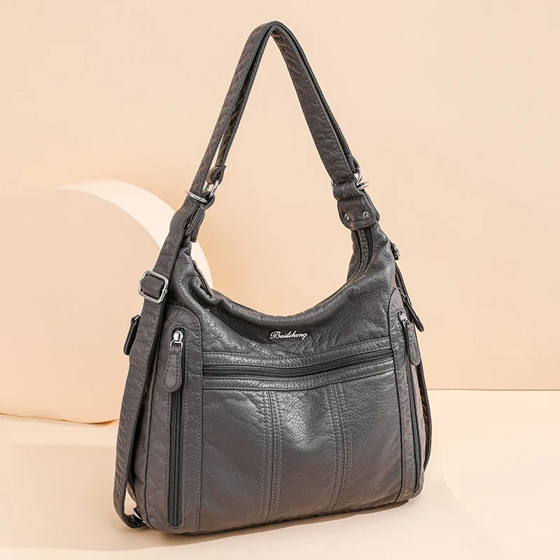 Femlion 2022 Pink Pu Leather Shoulder Bag for Women - Large Capacity Crossbody Handbag