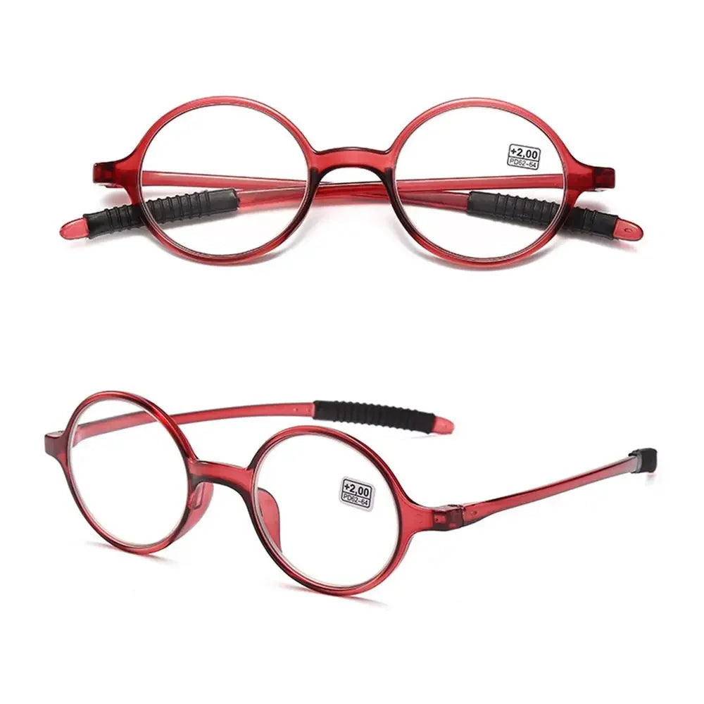 Femlion Spring Hinge Round Frame Reading Glasses for Parents, Stylish & Portable Magnification