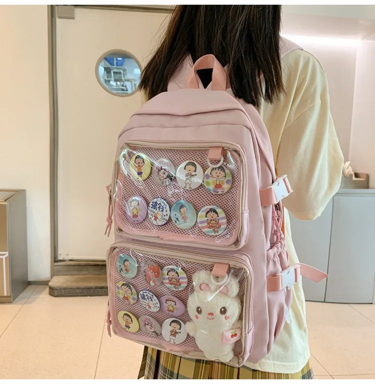 Femlion Kawaii Transparent PVC Backpack for Girls - School, Book, Travel Rucksack