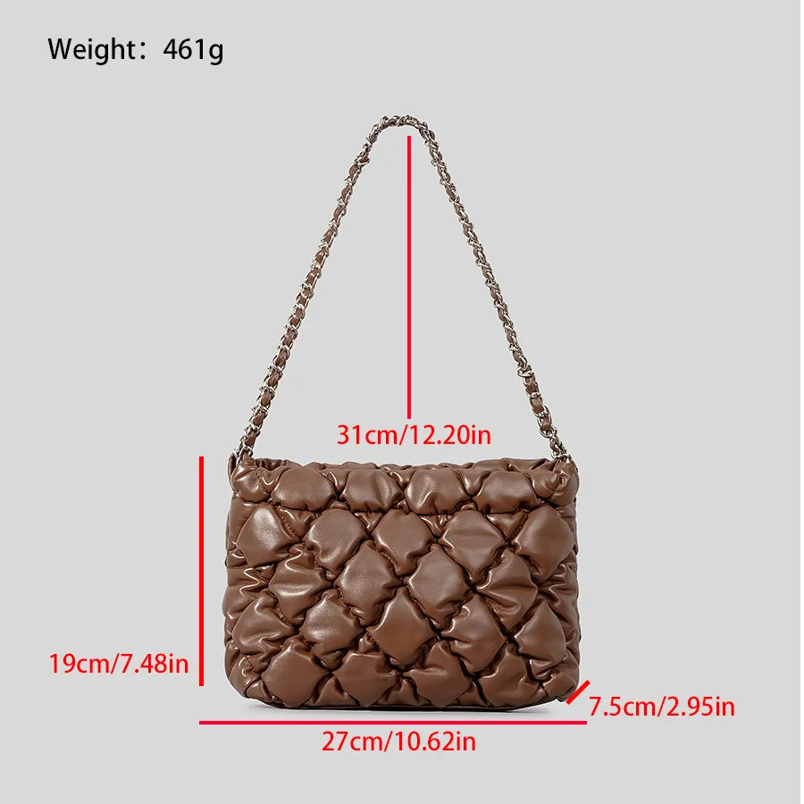 Femlion Lingge Quilted Shoulder Bag Luxury Chains Crossbody Handbag