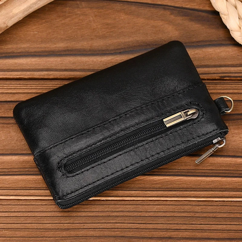 Femlion Genuine Leather Key Wallet Coin Purse Mini Wallets for Men Women