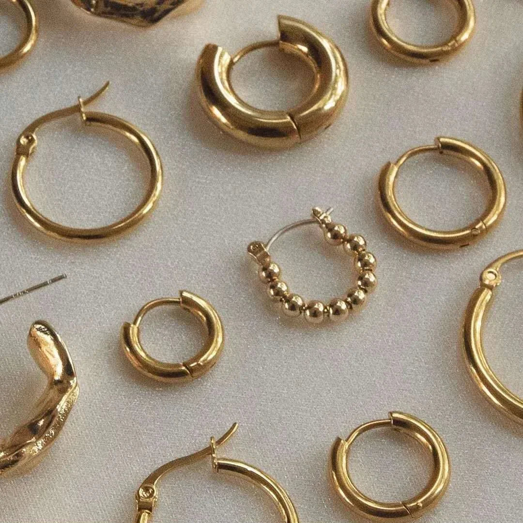 Femlion Gold Hoop Earrings Women's Jewelry Accessories Punk Hip Hop Trendy Stainless Steel