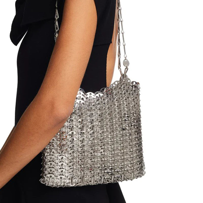 Femlion Silver Sequins Shoulder Bag Crossbody Chain Luxury Evening Party Purse