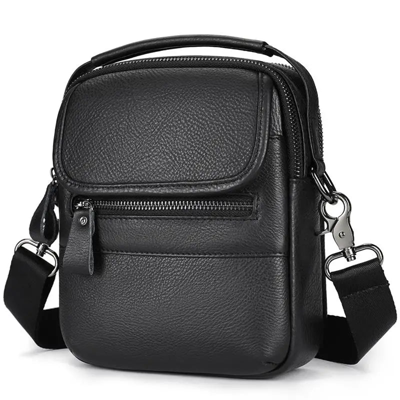 Femlion Genuine Leather Men's Mini Shoulder Bag, Waterproof Crossbody Phone Bag