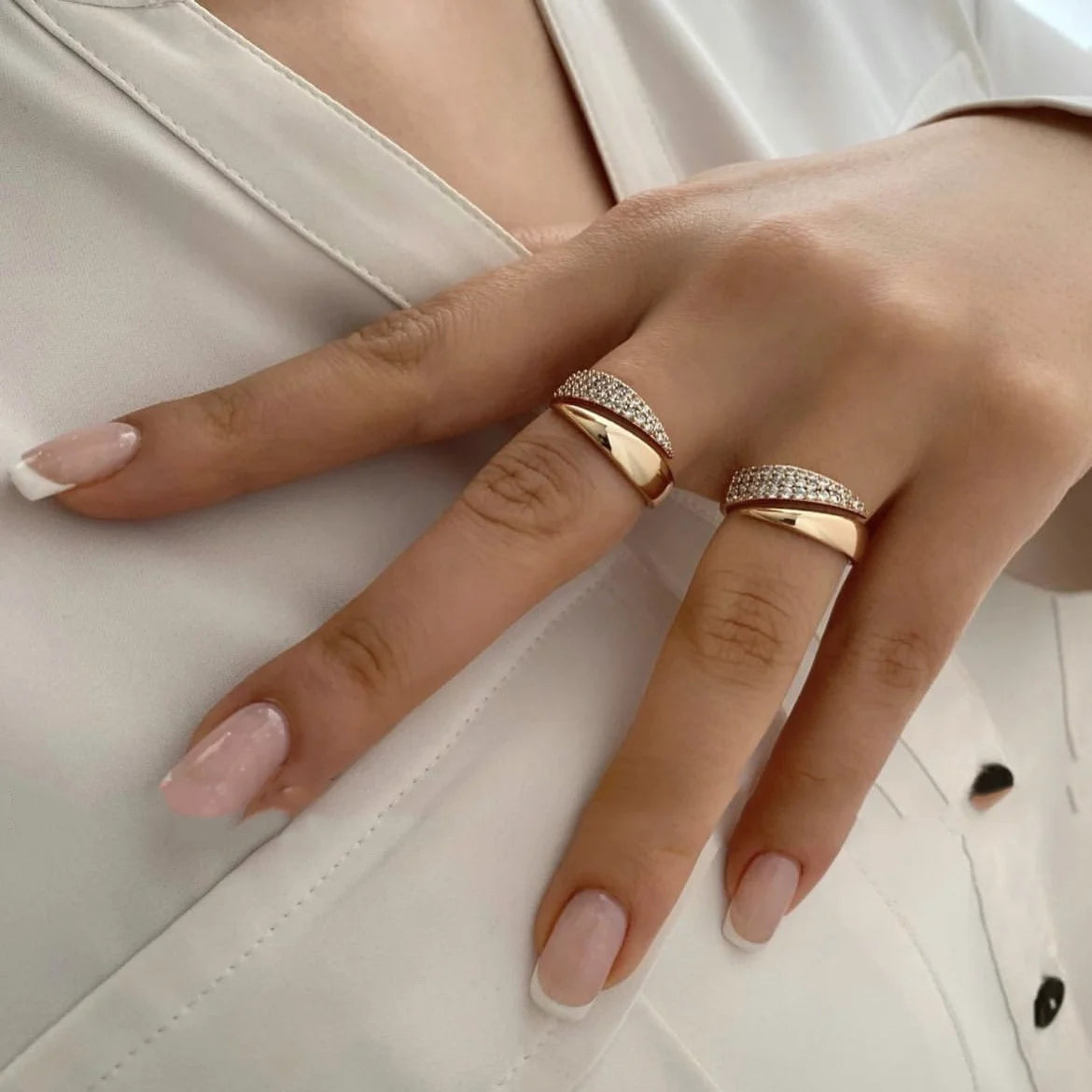 Femlion Sun Rings: Stainless Steel 18K Gold Plated with Natural Stone Inlay