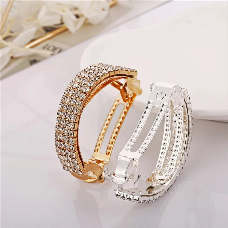 Femlion Rhinestone Ponytail Hair Claw: Elegant Luxury Hair Clip for Women