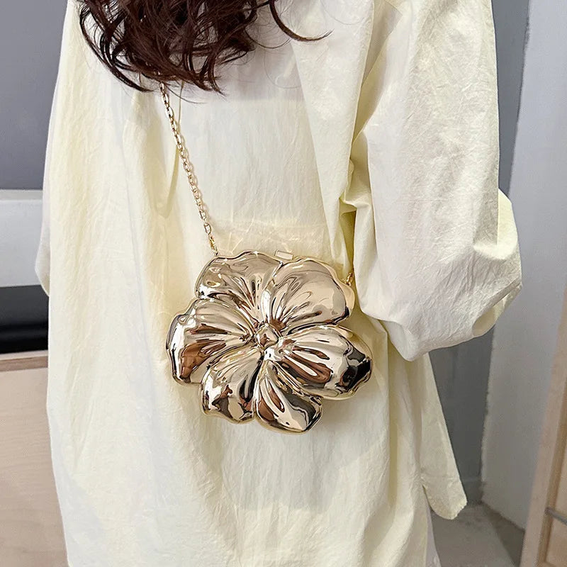 Femlion Gold Flower Crossbody Bag | Evening Party Clutch & Phone Purse