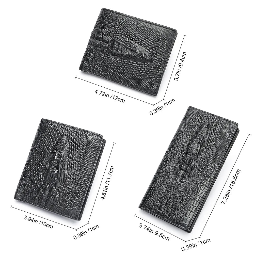 Femlion Alligator Style Leather Long Wallet for Men - Luxury Designer Business Card Wallet