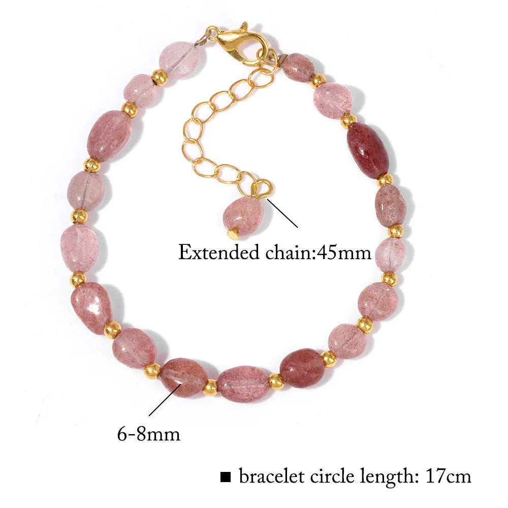 Femlion Stone Bead Bracelets with Adjustable Gold Chain - Women's Jewelry