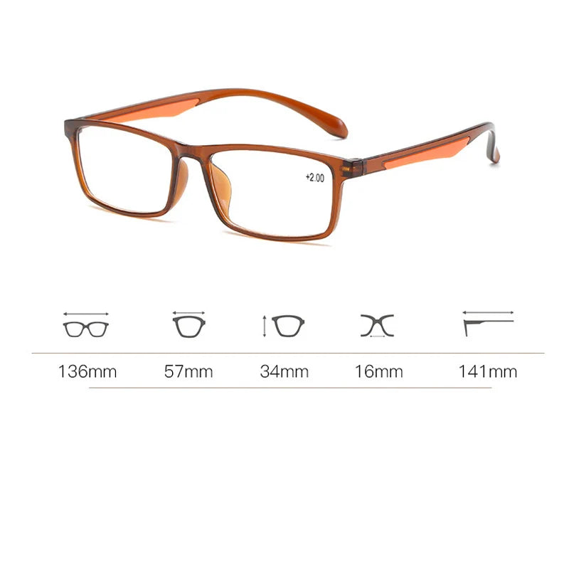 Femlion TR90 Ultra-Light Presbyopia Reading Glasses with Clear HD Lens - Diopter +1.0 to +4.0