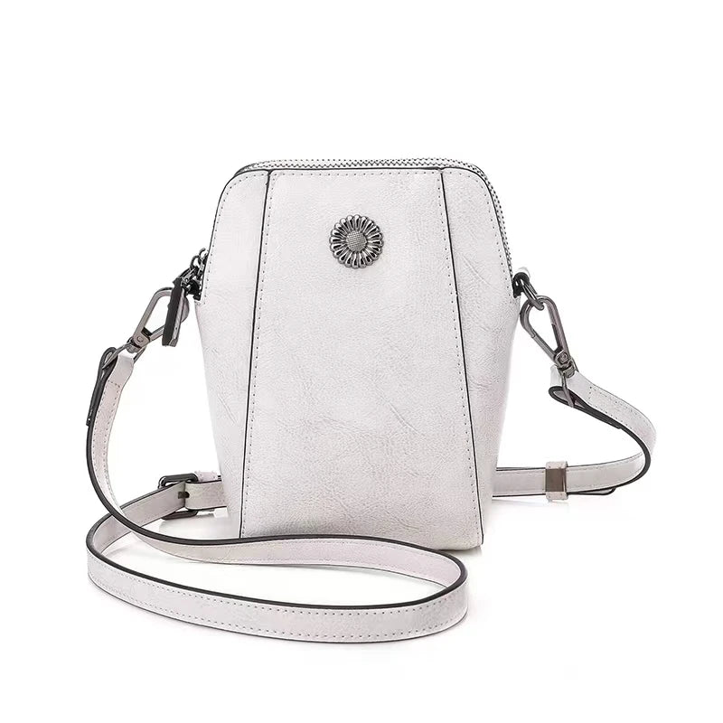 Femlion Oil Wax Cowhide Women's Crossbody Bag