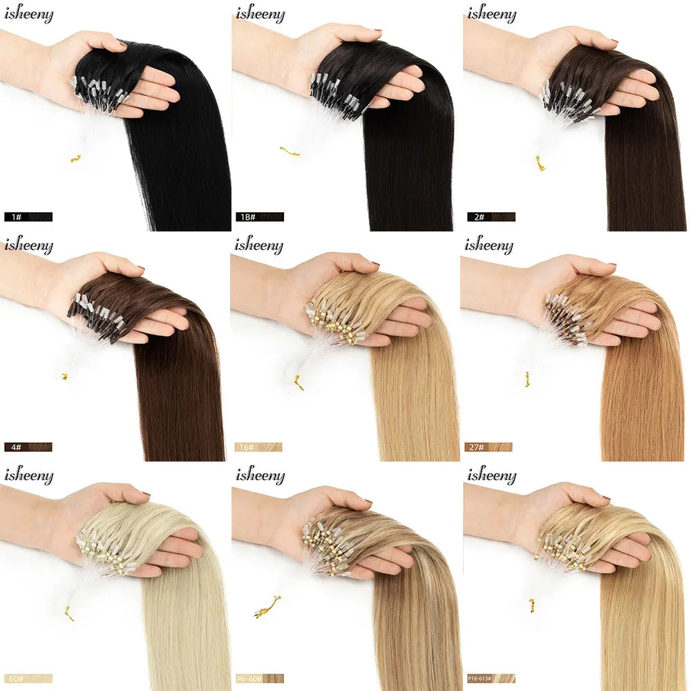 Femlion 100% Human Hair Micro Loop Extensions in Natural Blonde - 12" to 24"