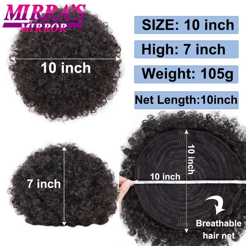 Femlion 10" Afro Puff Drawstring Ponytail Extension for Black Women - Synthetic Curly Bun Hairpiece