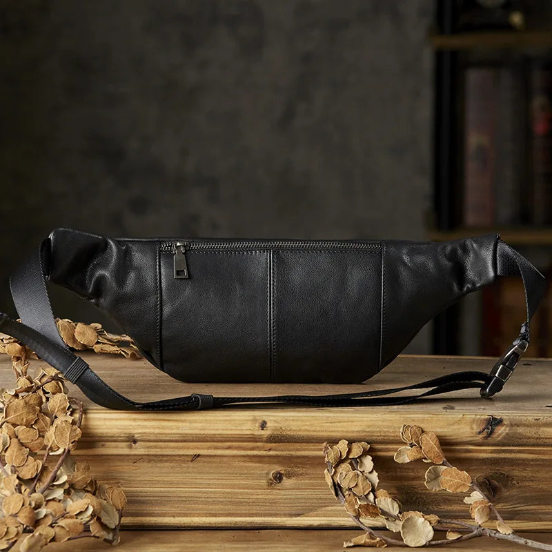 Femlion Leather Waist Pack for Men - Stylish & Portable Sports Bag