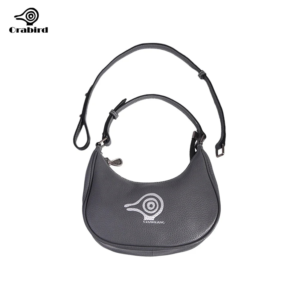 Femlion Genuine Leather Half-Moon Underarm Bag for Women - Stylish Crossbody Hobo Purse